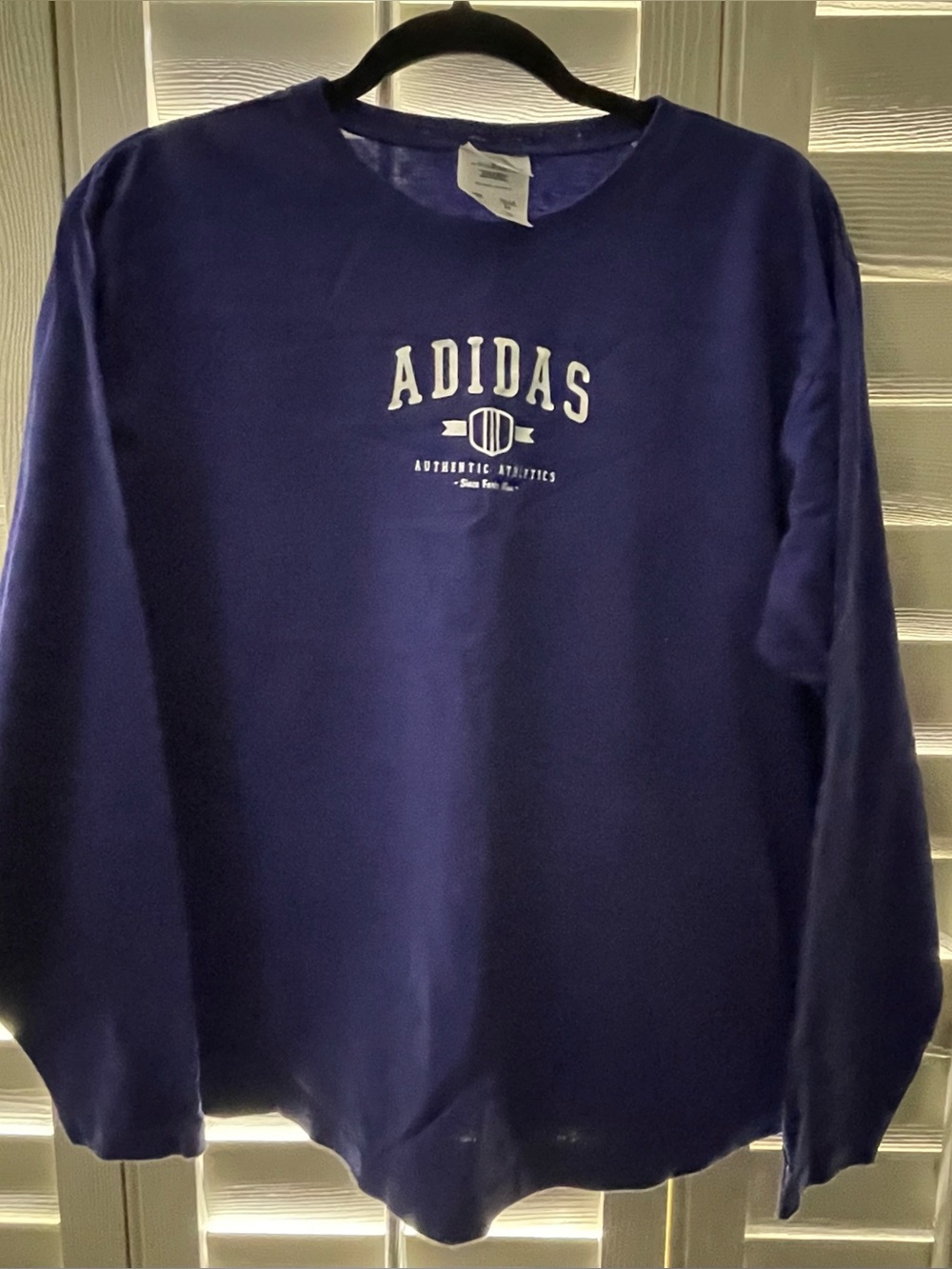 Adidas Crewneck Long Sleeve Tee with White Logo-XL